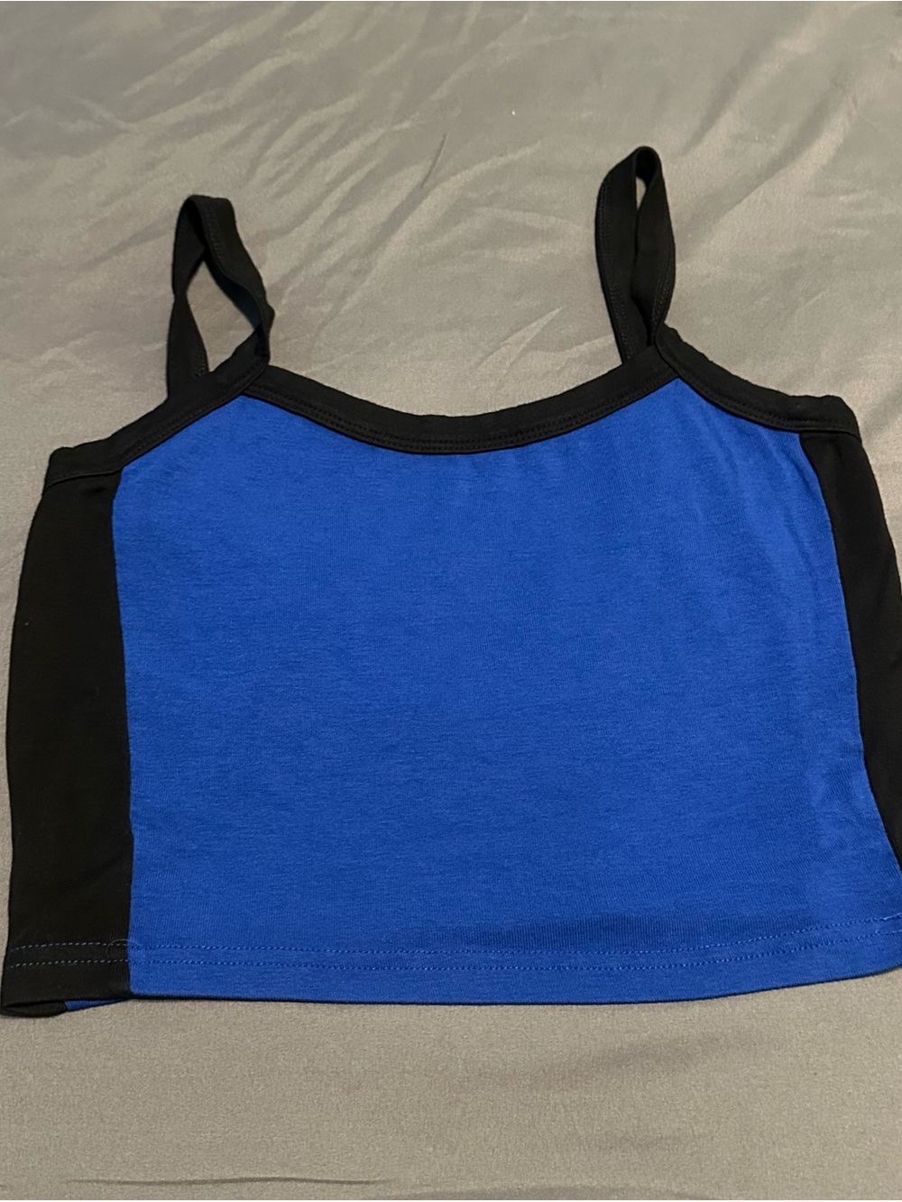 Blue and Black Cropped Tank Top